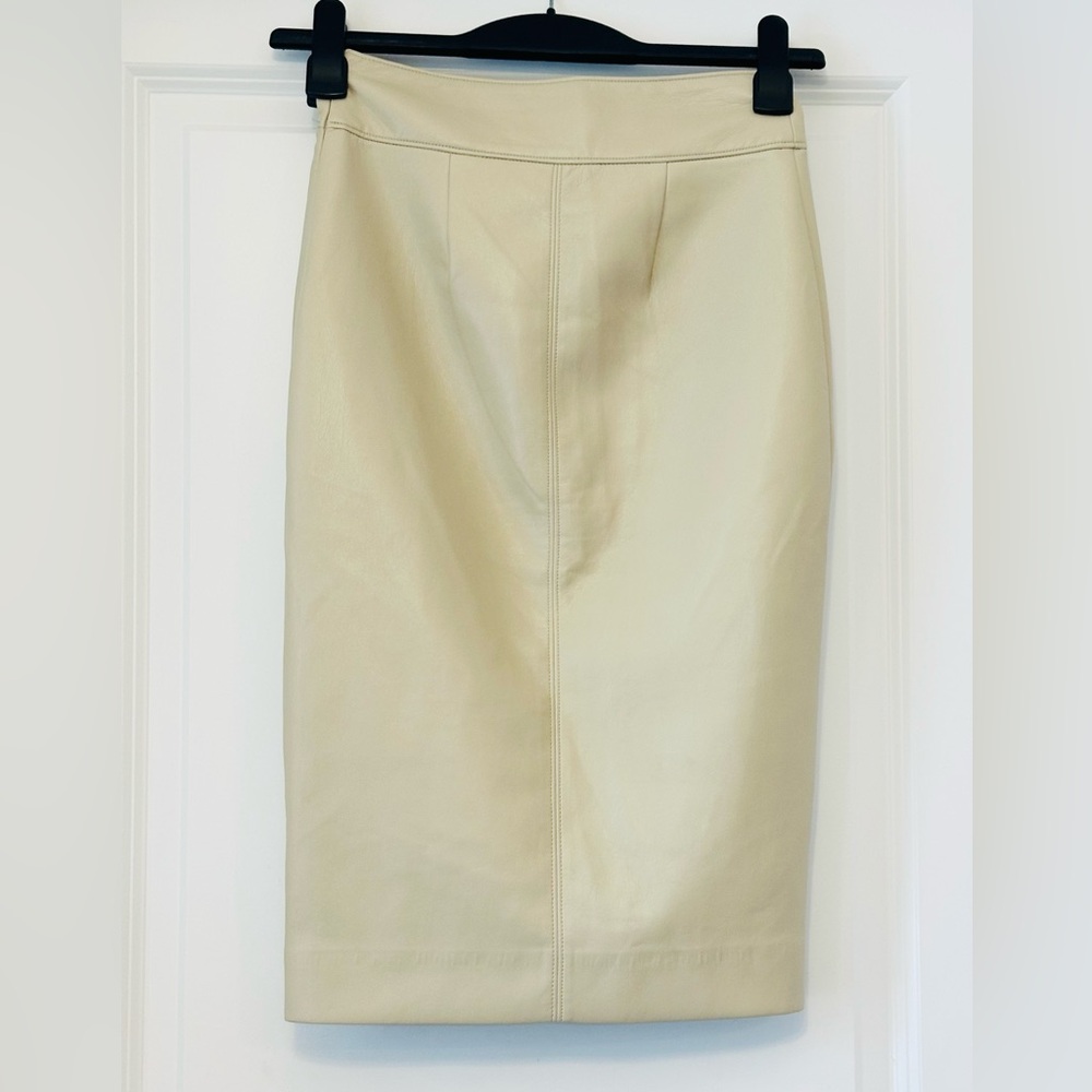 BABATON Skirt Tan Vegan Leather Pencil Flap Sz 00